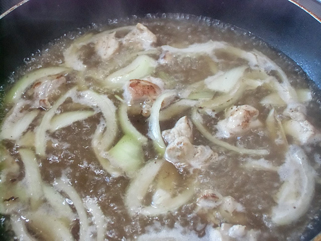 スープで煮る