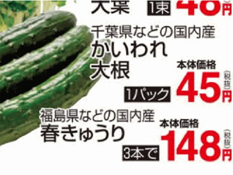 今年も掲載された福島産キュウリのチラシ