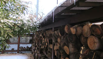 薪棚の雪