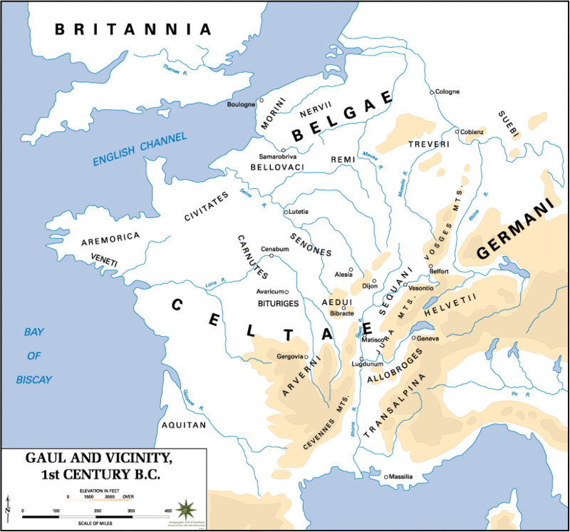 ガリアの地勢図（紀元前1世紀）