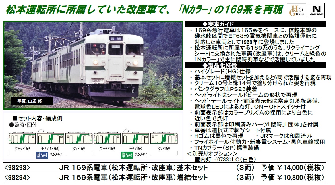 最終価格‼️TOMIX98293+98294JR169系(松本・改座車)⑥両
